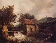 Jacob van Ruisdael Two Watermills and an open Sluice near Singraven Germany oil painting artist